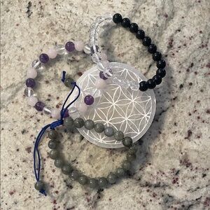 Crystal Bracelet Set & Selenite Charging Plate